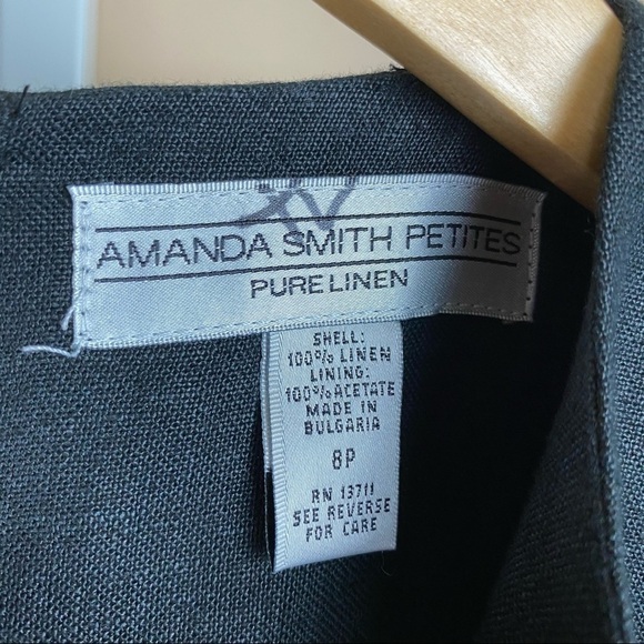 NEW Amanda Smith 100% Linen Black Shift Dress Size 8 Petite Career Modern - Picture 6 of 9